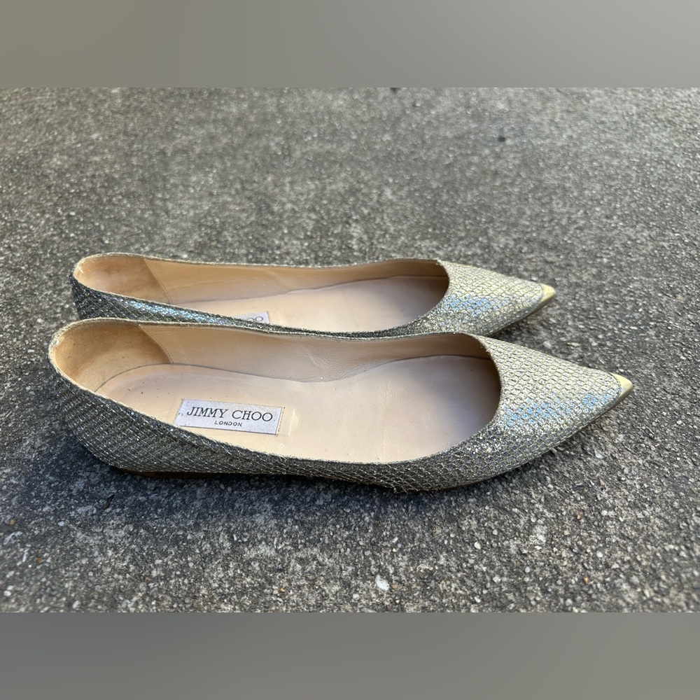 Jimmy Choo Metallic Gold Flats